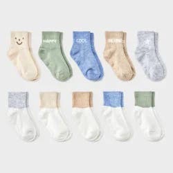 Toddler 10pk Low-Cut Socks - Cat & Jack™ 2T-3T: Midweight Knit, Rib Cuffs, Solid & Classic Patterns