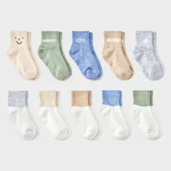 Toddler 10pk Low-Cut Socks - Cat & Jack™ 4T-5T: Midweight Knit, Rib Cuffs, Solid & Classic Patterns