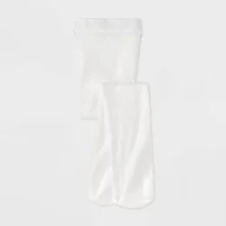 Baby Girls' 'Bows' Tights - Cat & Jack™ White 12-24M: High Waisted Knit Hosiery, Opaque Nylon Spandex
