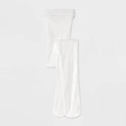 Toddler Girls' 'Bows' Tights - Cat & Jack™ White 2T-3T: High Waisted, Full Waistband Elastic, Knit, Opaque, Machine Washable