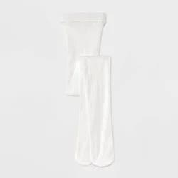 Toddler Girls' 'Bows' Tights - Cat & Jack™ White 2T-3T: High Waisted, Full Waistband Elastic, Knit, Opaque, Machine Washable
