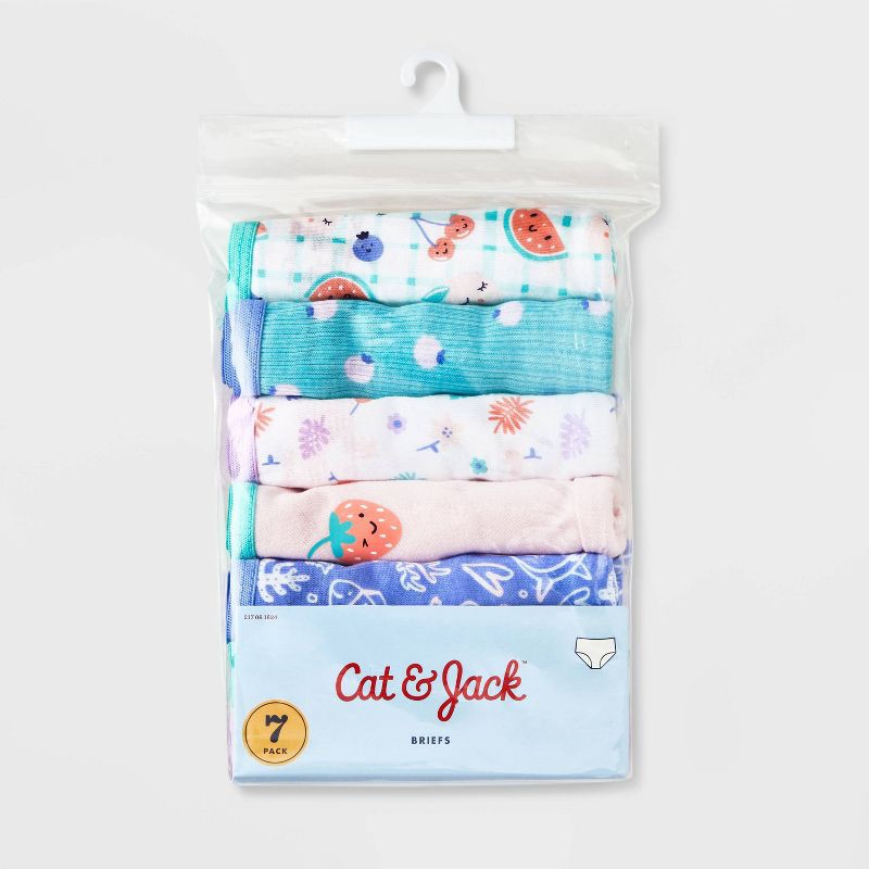 slide 2 of 4, Toddler Girls' 7pk 'Fruit' Briefs - Cat & Jack™ 2T-3T: Cotton Knit, Low Rise, Full Waistband Elastic, 7 ct