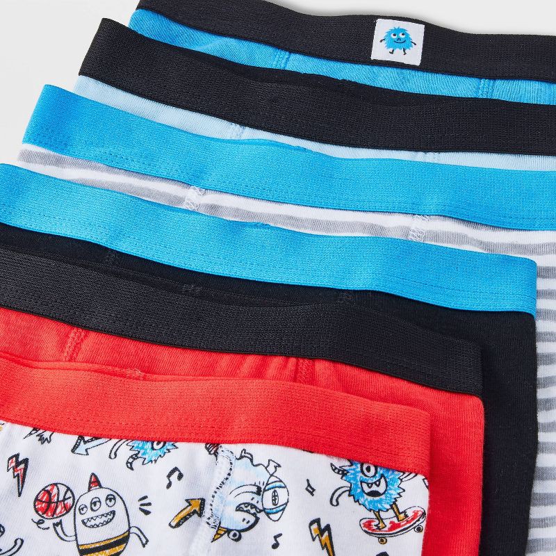 slide 4 of 4, Toddler Boys' 6pk 'Monsters' Boxer Briefs - Cat & Jack™ 4T: Cotton Knit, Mid Rise, Full Waistband Elastic, Machine Washable, 6 ct