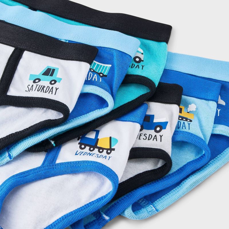 slide 4 of 4, Toddler Boys' 7pk Briefs - Cat & Jack™ 2T-3T: Cotton Knit, Mid Rise, Vehicle Patterns, 7 ct