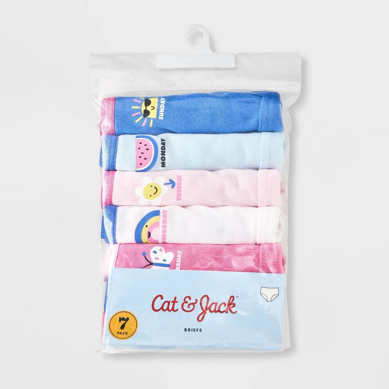 slide 2 of 4, Toddler Girls' 7pk Briefs - Cat & Jack™ 4T: Cotton Knit, Rainbow & Sun Patterns, Low Rise, Elastic Waistband, 7 ct