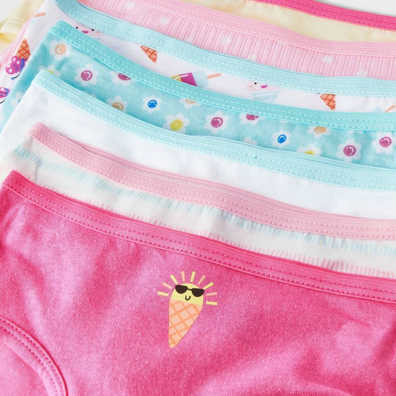 slide 4 of 4, Toddler Girls' 7pk 'Ice Cream' Briefs - Cat & Jack™ 4T: Cotton Knit, Floral & Food Patterns, Low Rise, 7 ct