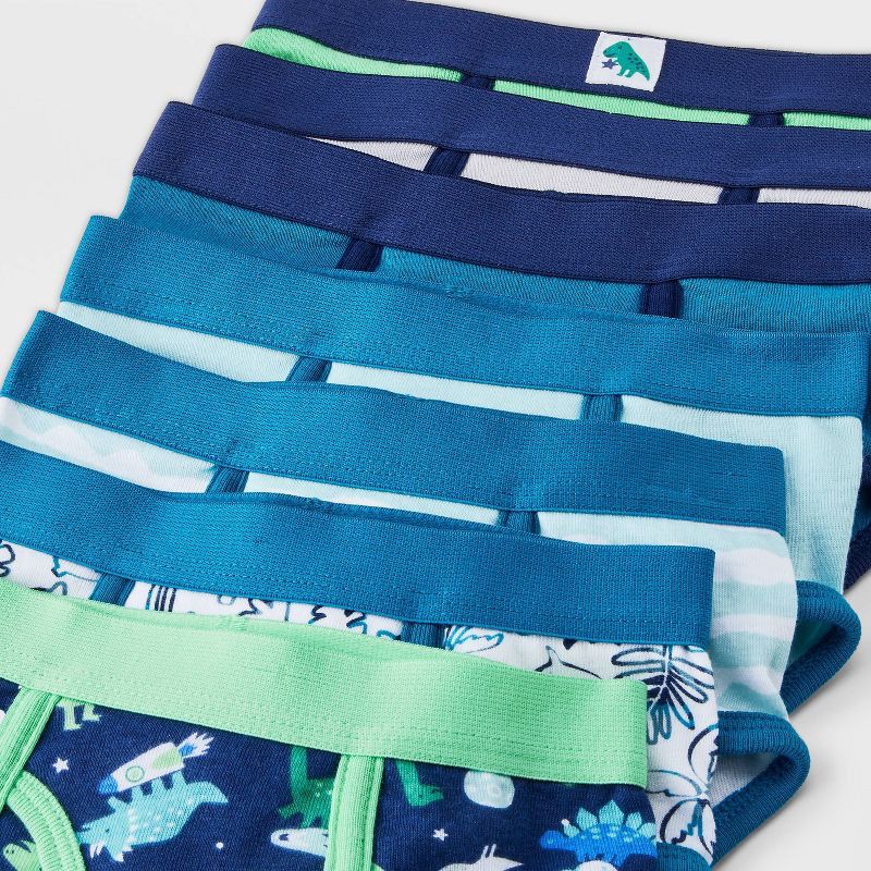 slide 4 of 4, Toddler Boys' 7pk 'Dinos' Briefs - Cat & Jack™ 2T-3T: Cotton Knit Underwear, Dinosaur & Stripes, Mid Rise, Elastic Waistband, 7 ct