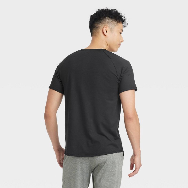 slide 2 of 3, Men's Linear Mesh Raglan T-Shirt - All In Motion™ Black XL: Moisture Wicking, Quick Dry, Lightweight Top, 1 ct