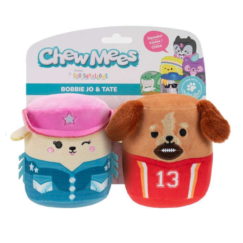 slide 2 of 10, Chew Mees by Squishmallows Cowgirl and Football Player Dog Plush Toy, 1 ct