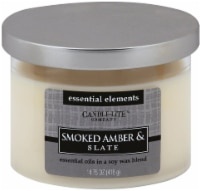 slide 1 of 1, Candle-Lite Company Essential Elements Smoked Amber And Slate Candle - White, 14.75 oz