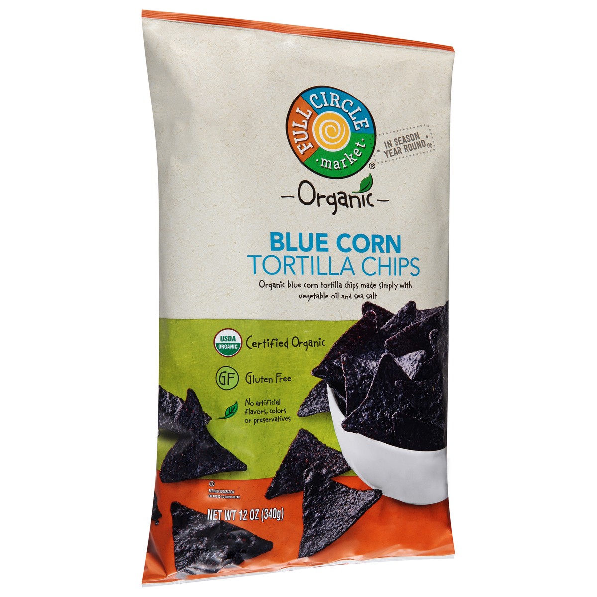 slide 3 of 9, Full Circle Market Organic Blue Corn Tortilla Chips 12 oz, 12 oz