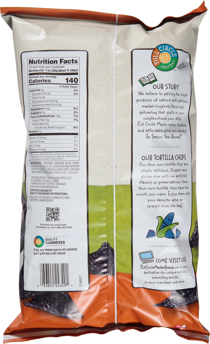 slide 9 of 9, Full Circle Market Organic Blue Corn Tortilla Chips 12 oz, 12 oz