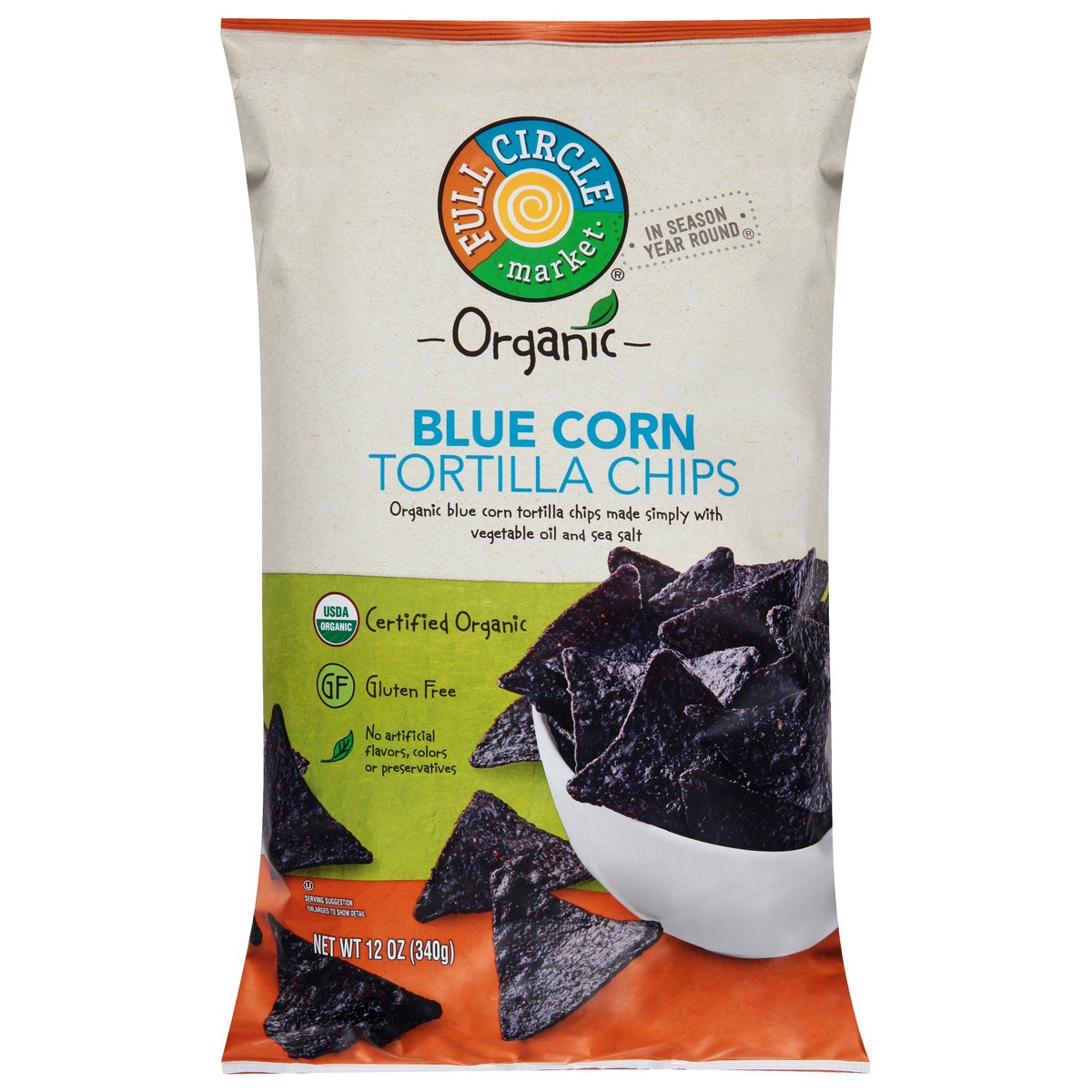 slide 1 of 9, Full Circle Market Organic Blue Corn Tortilla Chips 12 oz, 12 oz