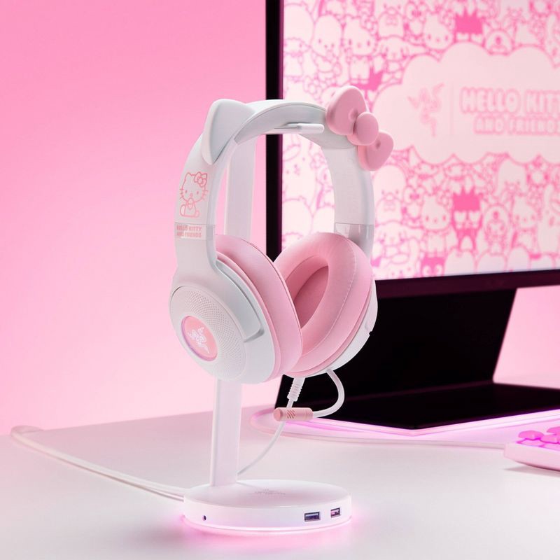 slide 4 of 7, Razer Kraken Kitty V2 Wired USB A Gaming Headset with Kitty Ears and Chroma RGB Lighting - Hello Kitty Edition: Compatible with Personal Computer, 1 ct