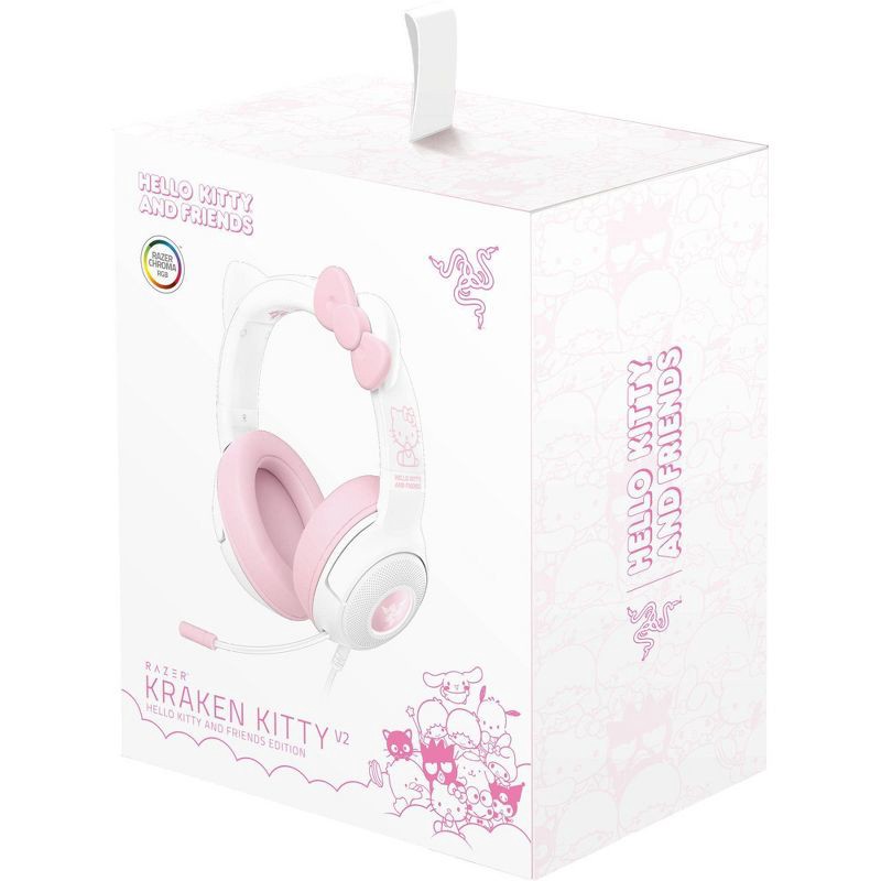 slide 6 of 7, Razer Kraken Kitty V2 Wired USB A Gaming Headset with Kitty Ears and Chroma RGB Lighting - Hello Kitty Edition: Compatible with Personal Computer, 1 ct