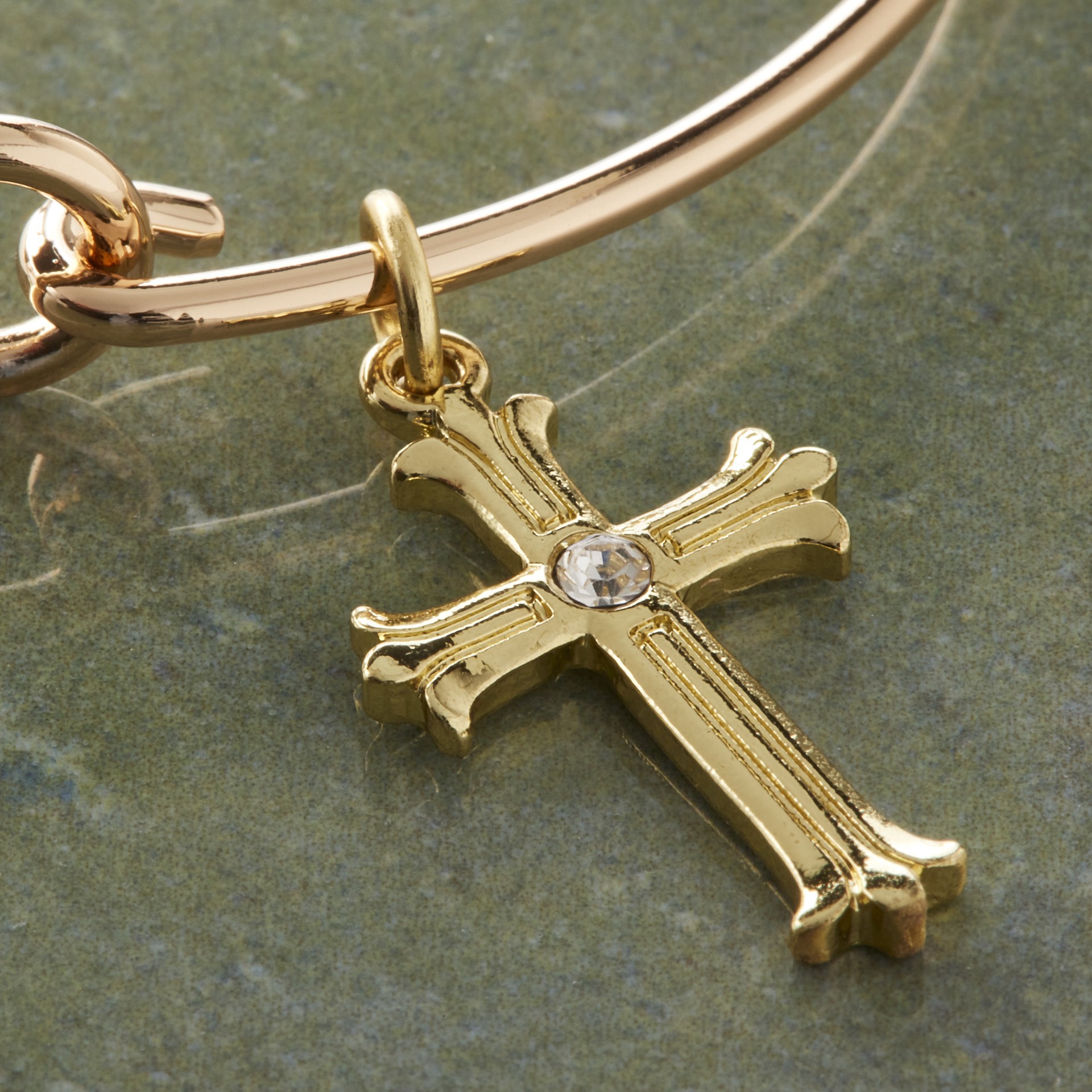 slide 4 of 4, Charmalong 14k Gold Plated Crystal Cross Charm By Bead Landing, 1.1 in x 0.6 in x 0.2 in