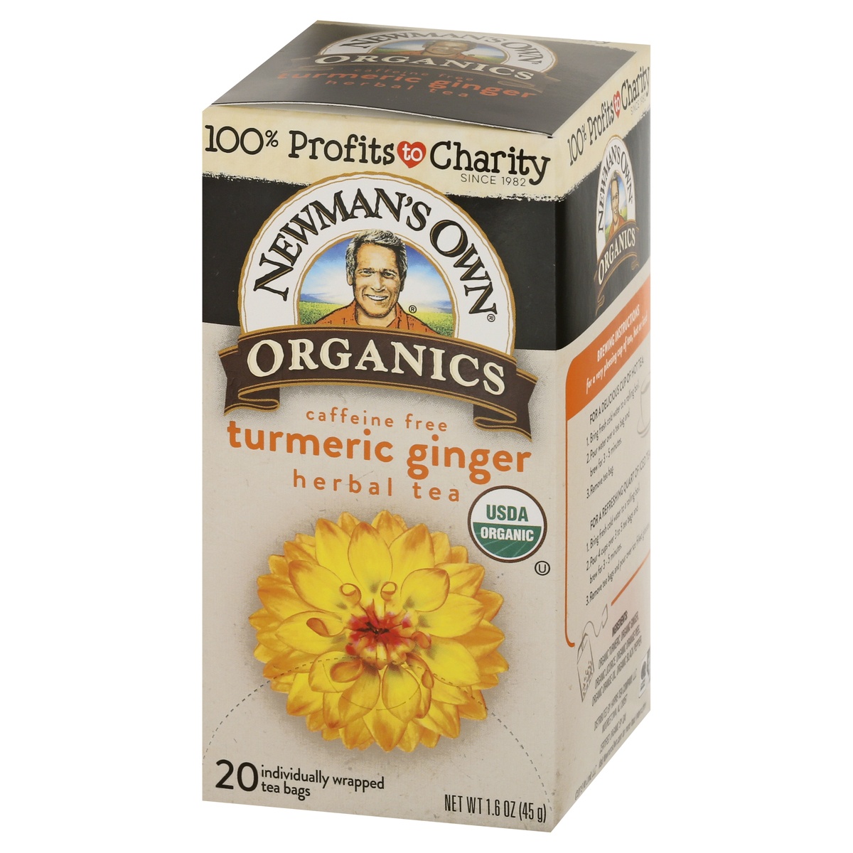 Newman's Own Organic Turmeric Ginger Herbal Tea 20 ct Shipt