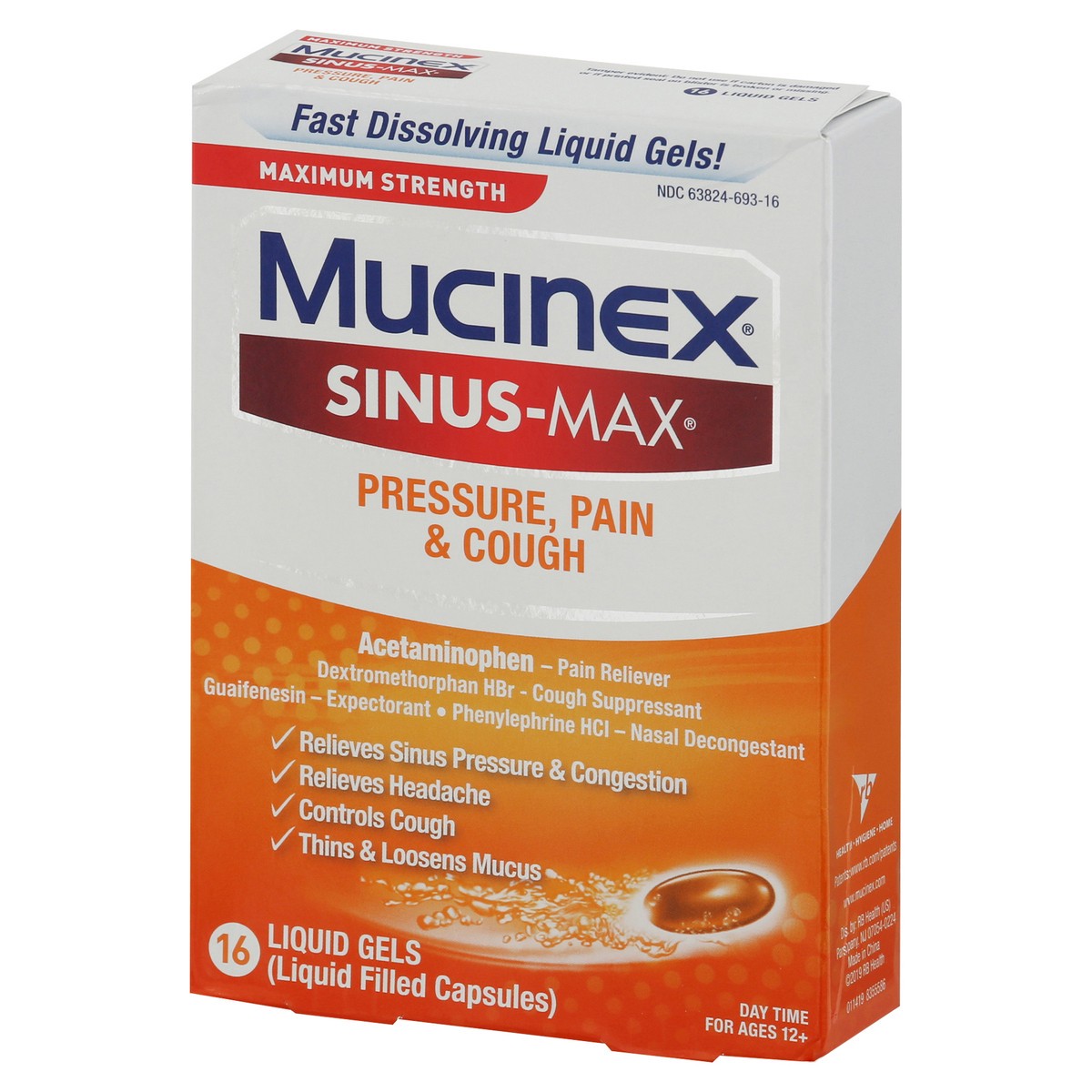 slide 2 of 13, Mucinex Sinus-Max Max Strength Pressure, Pain & Cough Liquid Gels, 16ct, 16 ct