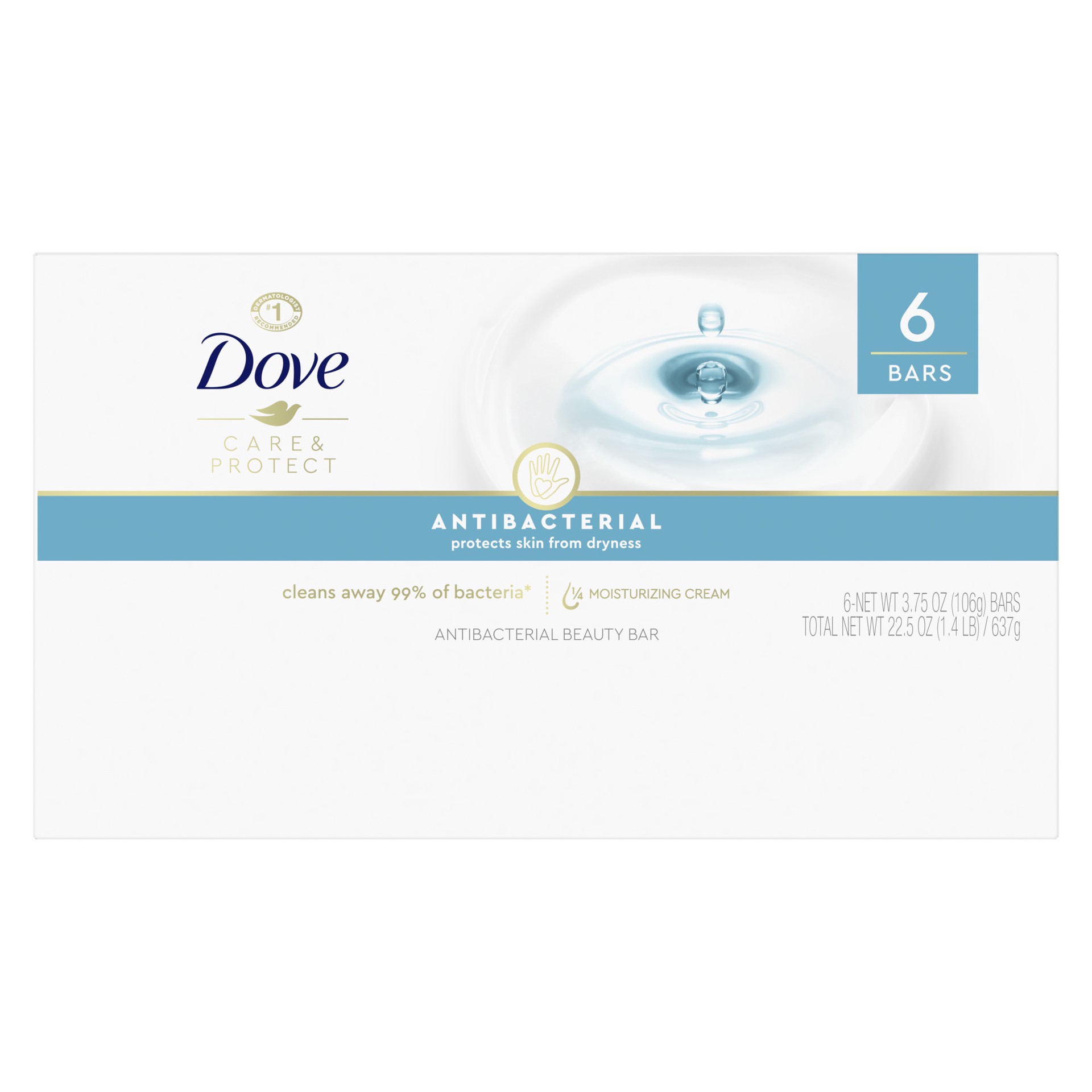 slide 6 of 6, Dove Beauty Bar Antibacterial, 3.75 oz, 6 Bars, 3.75 oz