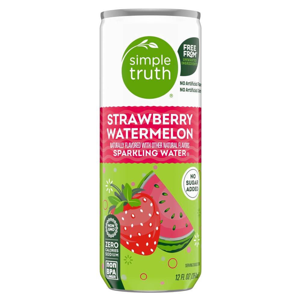 slide 2 of 2, Simple Truth Strawberry Watermelon Sparkling Seltzer Water Cans, 8 ct; 12 fl oz