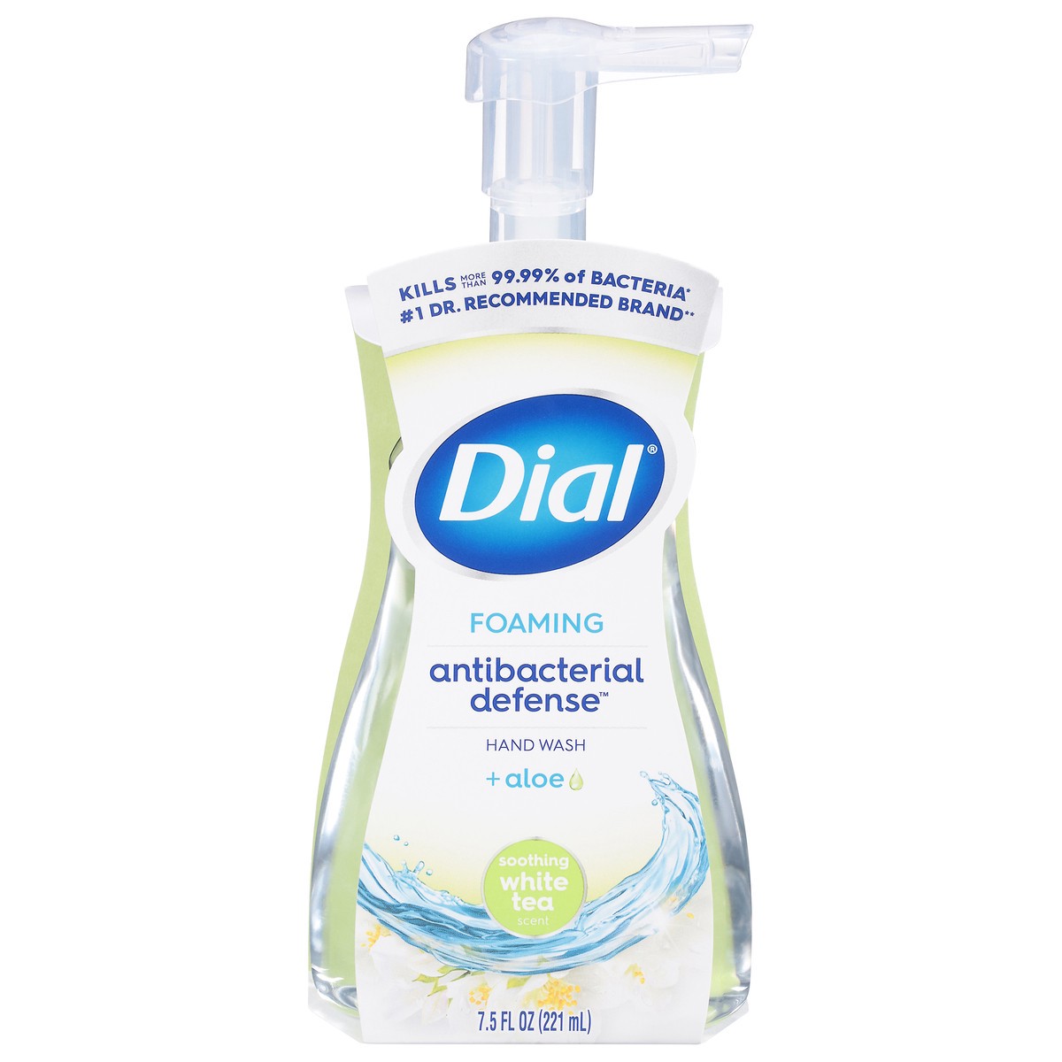 slide 1 of 5, Dial Antibacterial Defense Foaming Soothing White Tea Scent Hand Wash + Aloe 7.5 fl oz, 7.5 fl oz