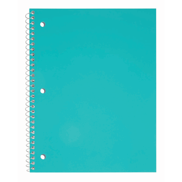 slide 1 of 1, Just Basics Poly Spiral Notebook, 8"" X 10-1/2"", 1 Subject, College Ruled, 70 Sheets, Teal, 70 ct