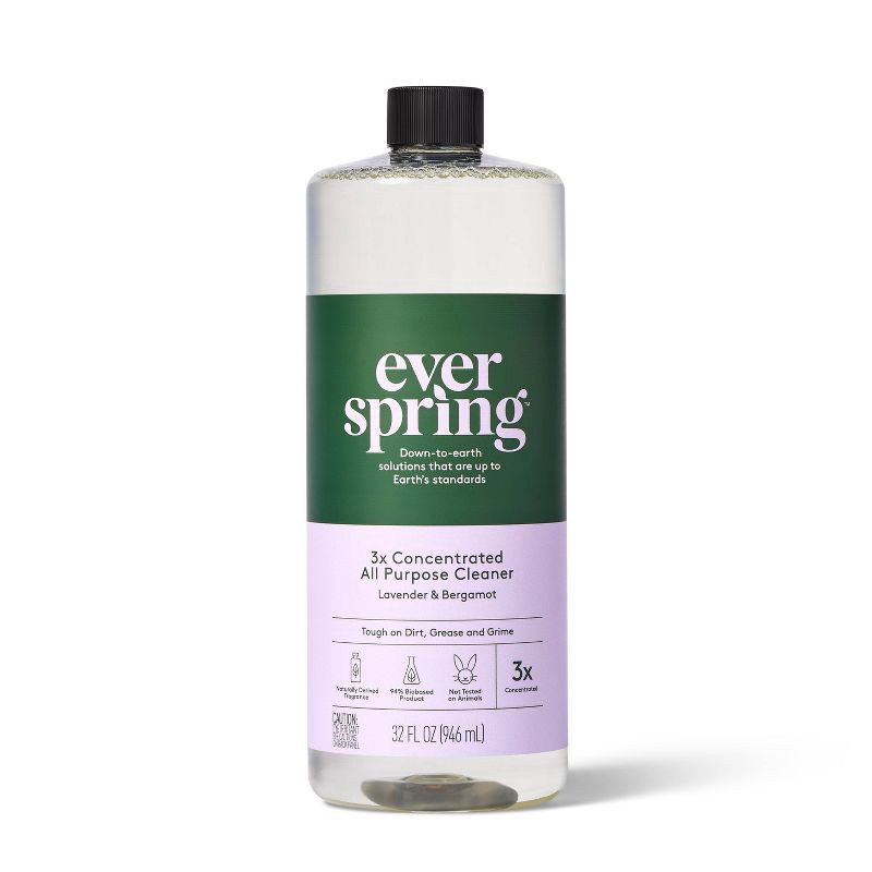 slide 1 of 4, Lavender & Bergamot Ultra-Concentrated All Purpose Cleaner - 32 fl oz - Everspring™, 32 fl oz