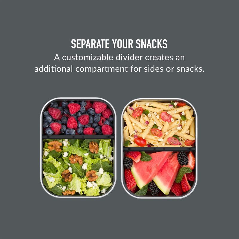 slide 5 of 8, Bentgo Microsteel Leakproof Lunch Bento Box - Carbon Black: Stackable 18/8 Stainless Steel, 1 ct