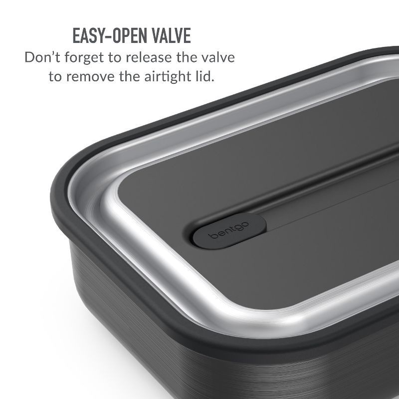 slide 6 of 8, Bentgo Microsteel Leakproof Lunch Bento Box - Carbon Black: Stackable 18/8 Stainless Steel, 1 ct