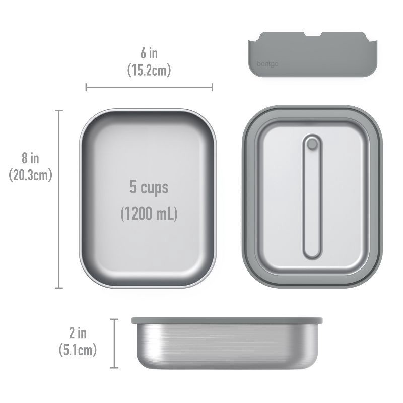 slide 7 of 8, Bentgo Microsteel Leakproof Lunch Bento Box - Silver: Bentgo Stainless Steel Lunchbox, 1 ct