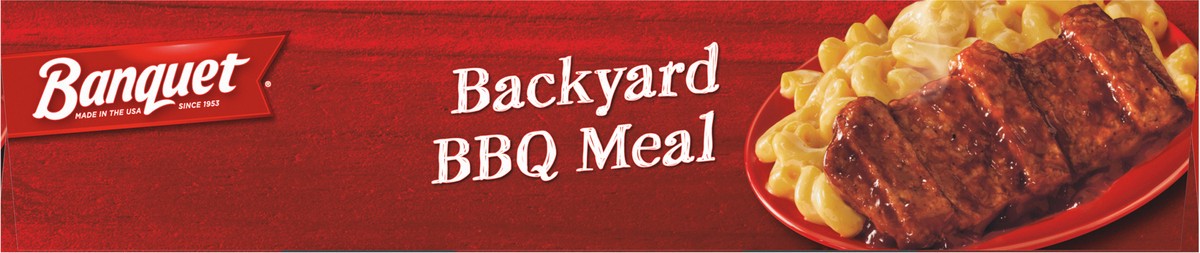 slide 7 of 12, Banquet Backyard BBQ Meal Rib-Shaped Patty With Macaroni & Cheese Frozen Meal, 8 oz., 8 oz