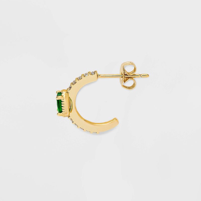 slide 3 of 3, 14K Gold Dipped Cubic Zirconia Stud and Hoop Earring Set 3pc - Gold/Green: Nickel-Free, Fashion Jewelry, 3 ct