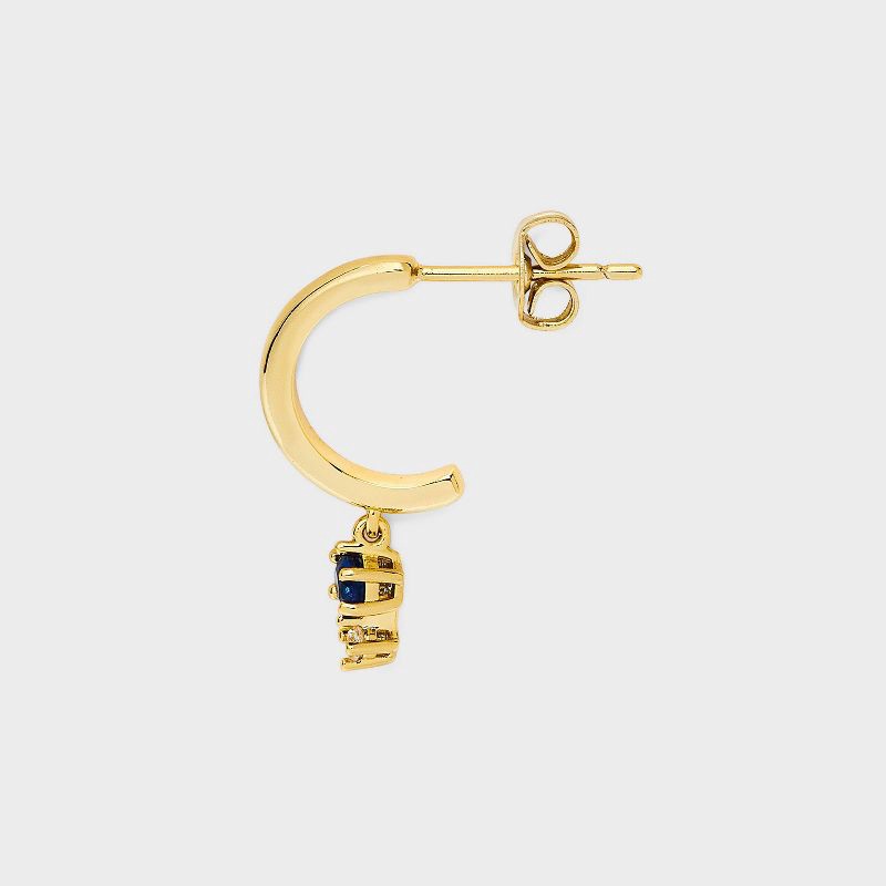 slide 3 of 3, 14K Gold Dipped Cubic Zirconia Stud and Hoop Earring Set 3pc - Gold/Blue: Nickel-Free, Gift Box Included, 3 ct