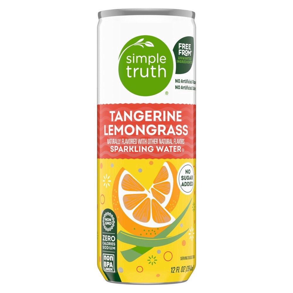 slide 2 of 2, Simple Truth Tangerine Lemongrass Sparkling Seltzer Water Cans - 8 ct; 12 fl oz, 8 ct; 12 fl oz