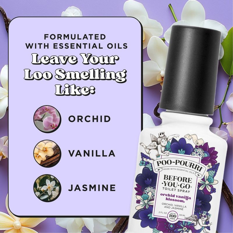 slide 13 of 16, Poo-Pourri Orchid Vanilla Blossom Toilet Spray 2 fl oz, 2 fl oz