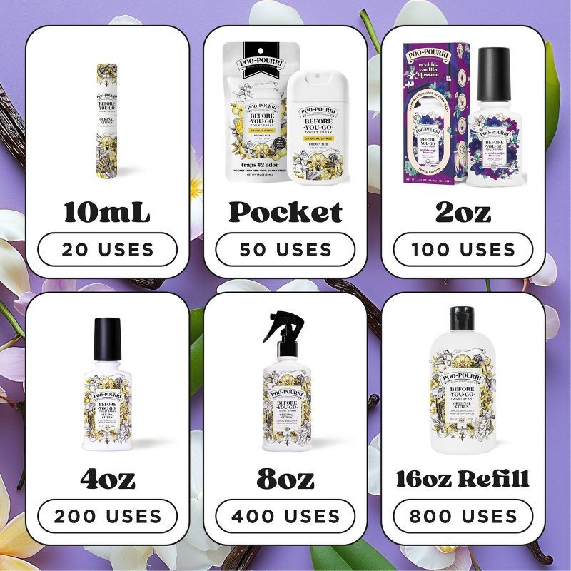 slide 14 of 16, Poo-Pourri Orchid Vanilla Blossom Toilet Spray 2 fl oz, 2 fl oz