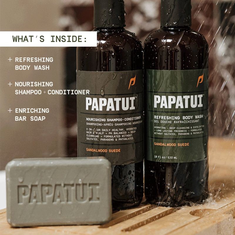 slide 3 of 8, Papatui Shower Pack Sandalwood Suede - 3ct, 3 ct