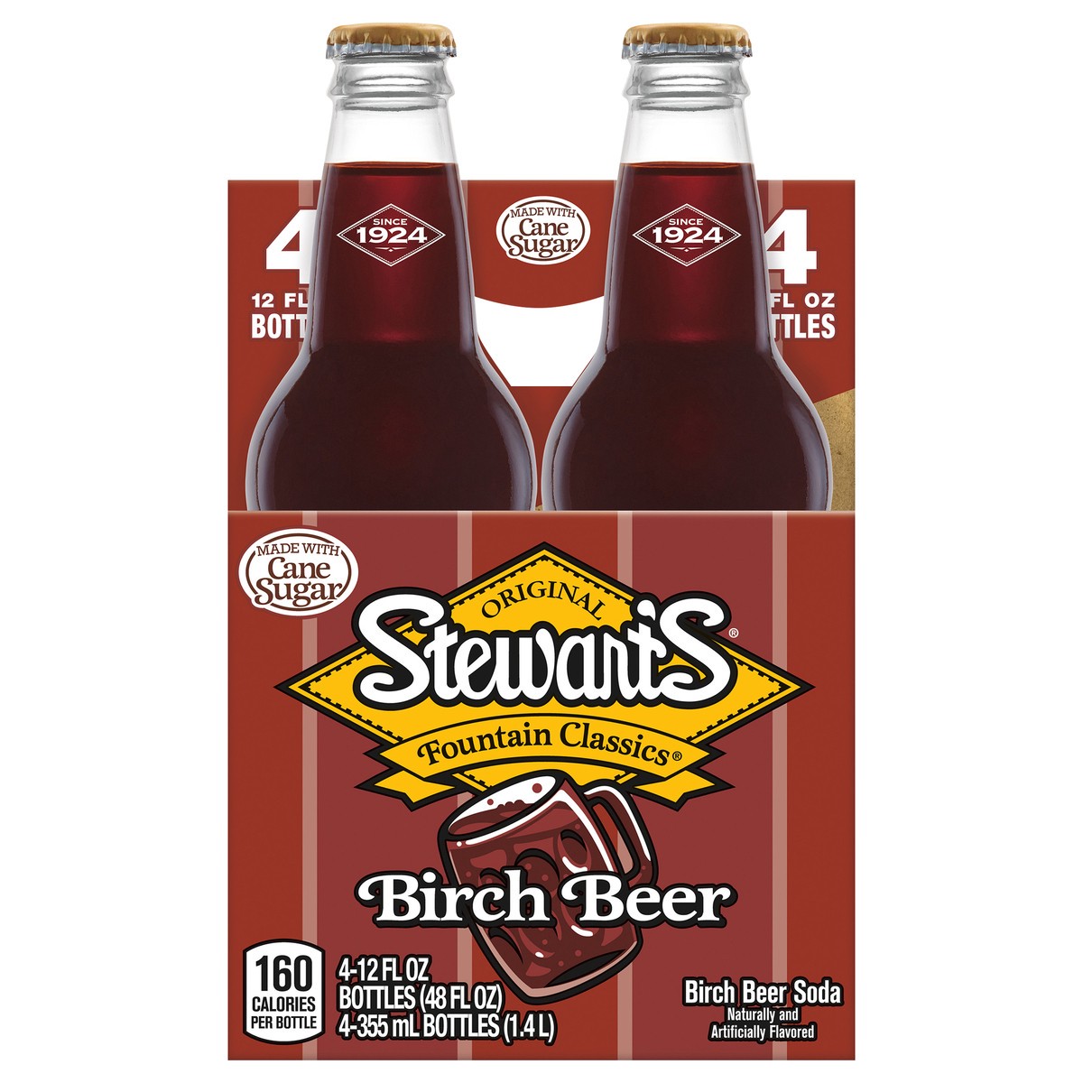 slide 1 of 9, Stewart's Birch Beer Made with Sugar- 4 ct, 4 ct