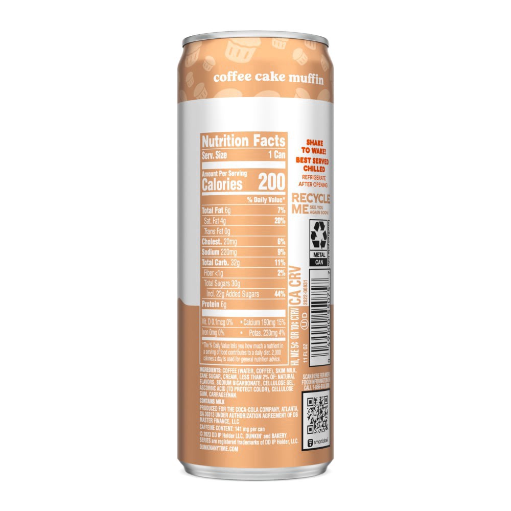 slide 2 of 3, Dunkin' Coffee Cake Muffin Iced Coffee 11 fl oz, 11 oz