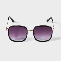 Women's Plastic and Metal Square Oversized Sunglasses - A New Day™ Black: UV Protection, Impact-Resistant