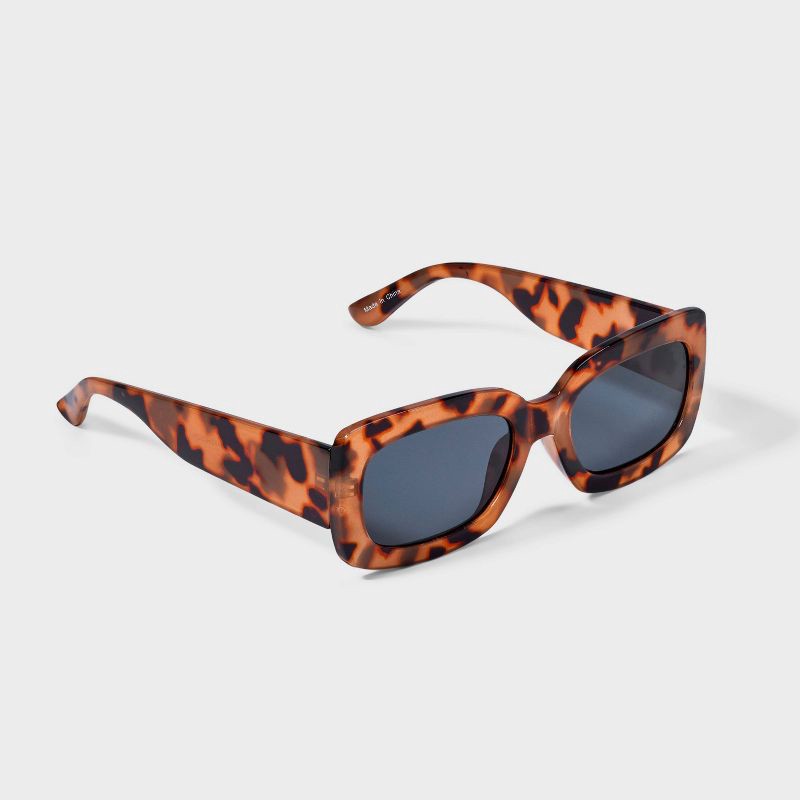 slide 2 of 2, Women's Plastic Tortoise Shell Rectangle Sunglasses - A New Day™ Assorted Beiges: UV Protection, Impact-Resistant, Recycled Frame, 1 ct