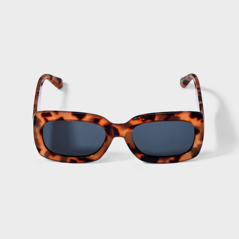 slide 1 of 2, Women's Plastic Tortoise Shell Rectangle Sunglasses - A New Day™ Assorted Beiges: UV Protection, Impact-Resistant, Recycled Frame, 1 ct