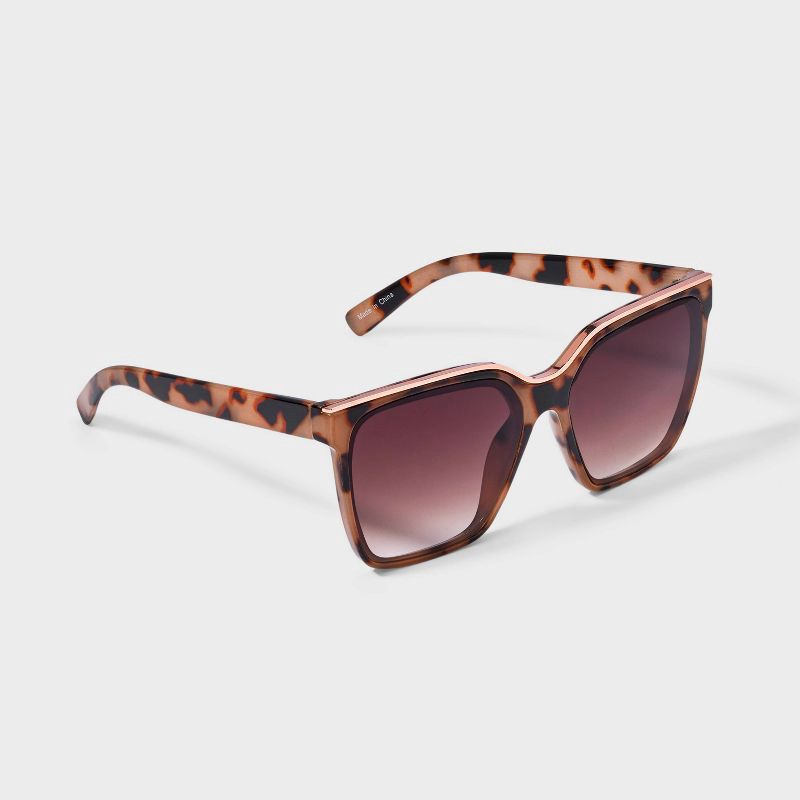 slide 2 of 2, Women's Plastic Square Tortoise Shell Sunglasses - A New Day™ Assorted Beiges: UV Protection, Impact-Resistant, 1 ct
