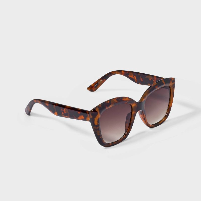 slide 2 of 2, Women's Oversized Cateye Tortoise Shell Butterfly Sunglasses - A New Day™ Assorted Browns: UV Protection, Recycled Frame, 1 ct