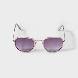 Women's Shiny Combo Round Sunglasses with Gradient Lenses - Universal Thread™ Gold/Ivory: Scratch-Resistant, UV Protection