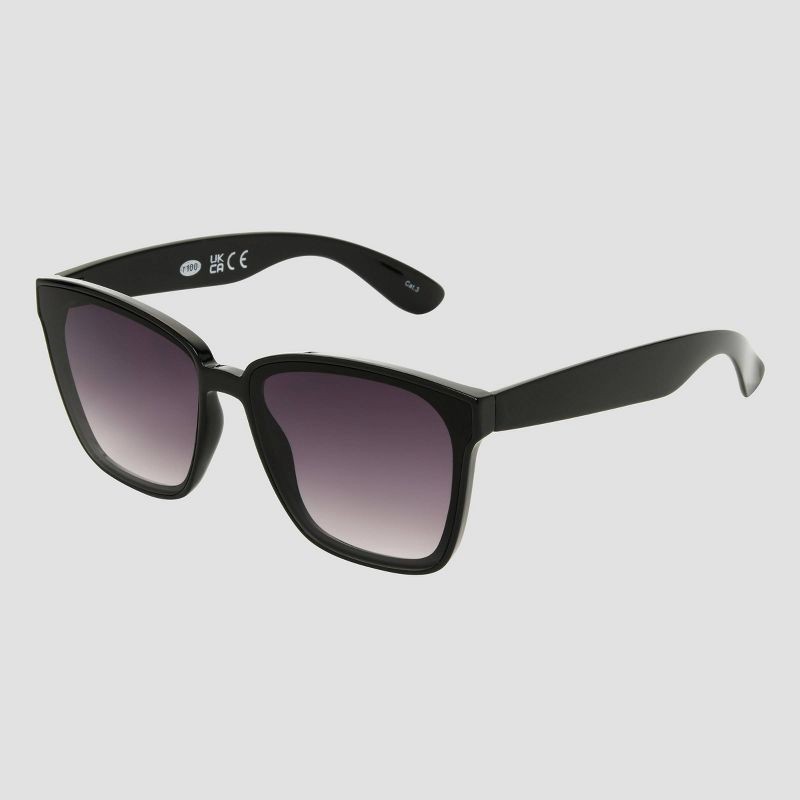slide 3 of 4, Women's Shiny Plastic Square Sunglasses with Gradient Lenses - Universal Thread™ Black: Scratch-Resistant, UV Protection, 1 ct