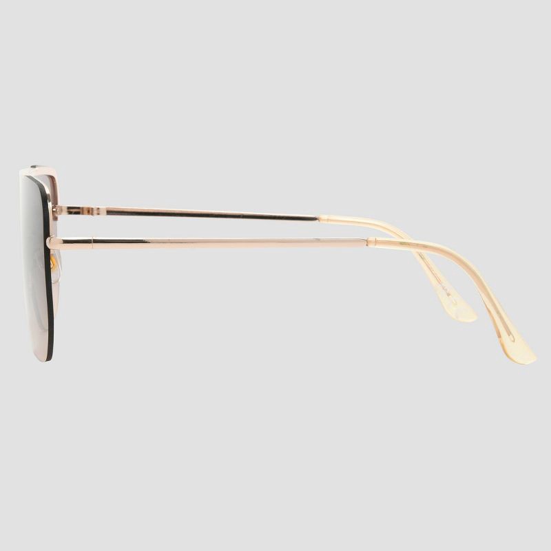 slide 3 of 3, Women's Shiny Metal Shield Flat Top Sunglasses with Gradient Lenses - Universal Thread™ Gold: Scratch-Resistant, UV Protection, 1 ct