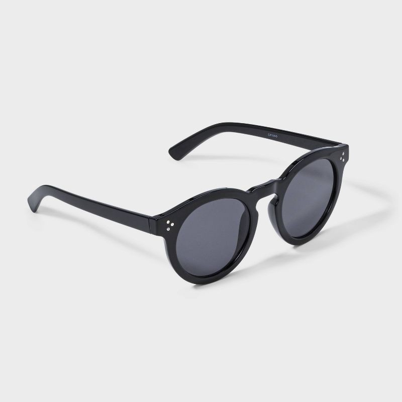 slide 2 of 4, Women's Shiny Plastic Round Sunglasses - Universal Thread™ Black: Scratch-Resistant, Maximum UV Protection, Recycled Frame, 1 ct