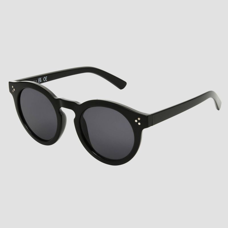 slide 3 of 4, Women's Shiny Plastic Round Sunglasses - Universal Thread™ Black: Scratch-Resistant, Maximum UV Protection, Recycled Frame, 1 ct