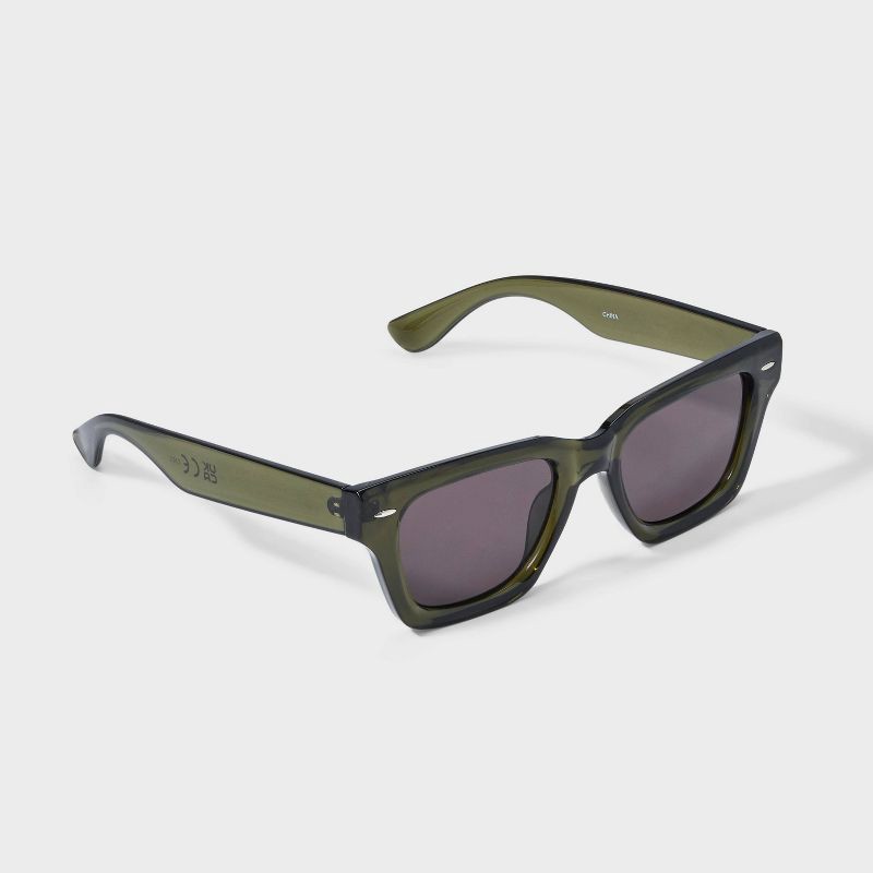 slide 2 of 3, Women's Shiny Plastic Square Way Sunglasses - Universal Thread™ Olive Green: Scratch-Resistant, UV Protection, 1 ct